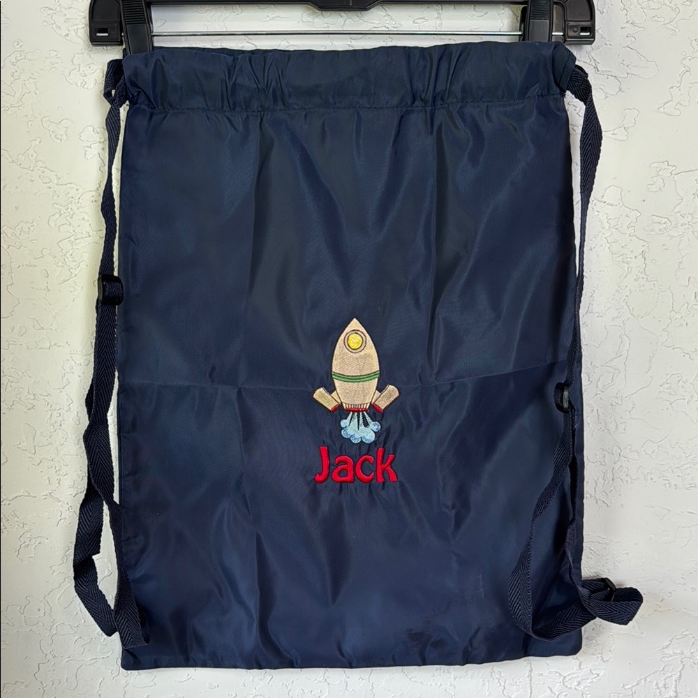 Bag Edge Navy Nylon Backpack Cinch Bag with Adjustable Straps